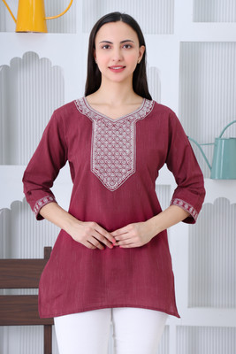 zuha enterprises Casual Embroidered Women Dark Green Top
