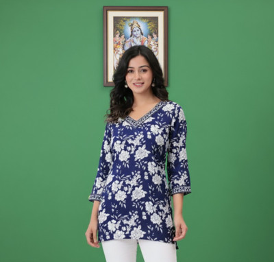 PS FASHION Casual Printed Women Blue, White Top