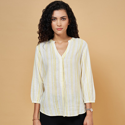 Annabelle by Pantaloons Casual Striped Women White, Yellow Top