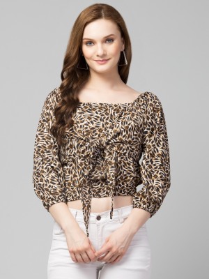 LAPSI Casual Printed Women Brown Top