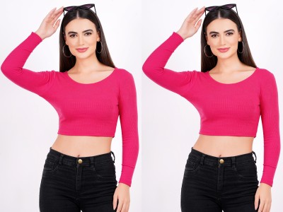 SUGARCANNE Formal Solid Women Pink Top