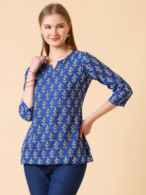 SANGOURI Casual Printed Women Blue Top