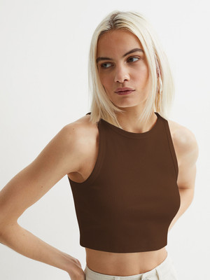 METRONAUT Casual Self Design Women Brown Top