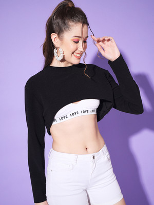 BuyNewTrend Casual Solid Women Black Top