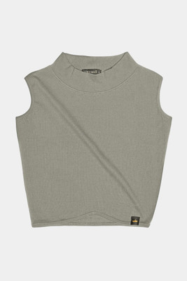 french crown Casual Solid Women Grey Top