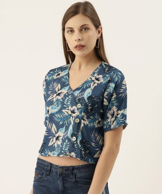 CAMPUS SUTRA Casual Printed Women Blue Top