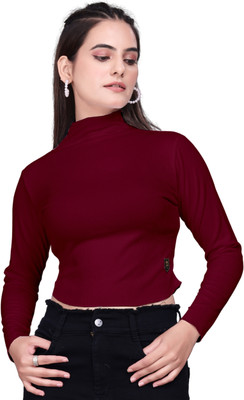 Dholakiya Empire Vibe LLP Casual Solid Women Maroon Top