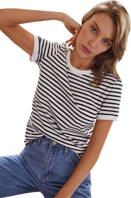 CHAKUDEE Fashion Casual Striped Women White Top