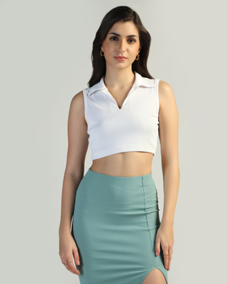 Flystitch Casual Self Design Women White Top