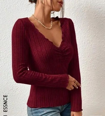 Sovi fashion Casual Striped Women Maroon Top