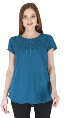 GO.4.IT Casual Solid Women Blue Top