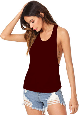 THE BLAZZE Casual Solid Women Maroon Top