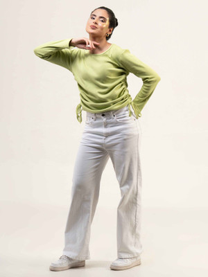 Urban Sundari Casual Solid Women Light Green Top