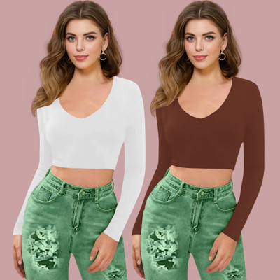 Dream Beauty Fashion Casual Solid Women Brown Top