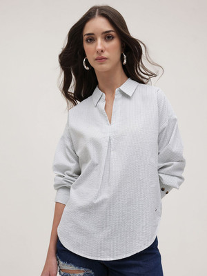 Roadster Casual Striped Women Grey Top