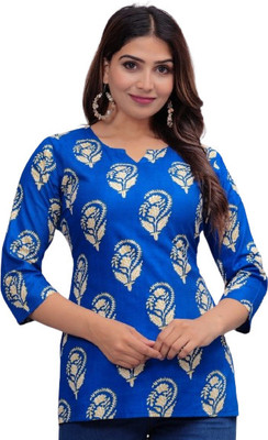 Parth Fashion Casual Printed Women Blue Top
