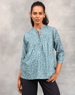 Fabindia Casual Printed Women Blue Top
