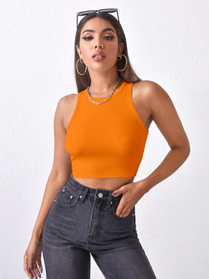 Berry Bird Party Solid Women Orange Top