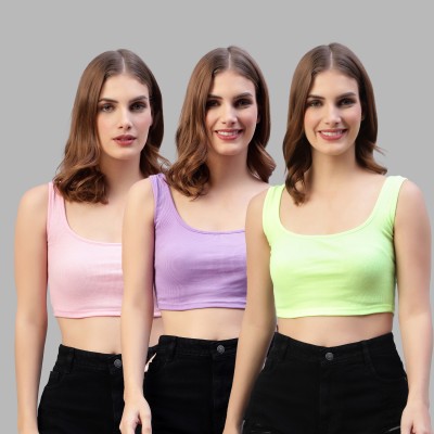 DIAZ Casual Solid Women Purple, Pink, Light Green Top