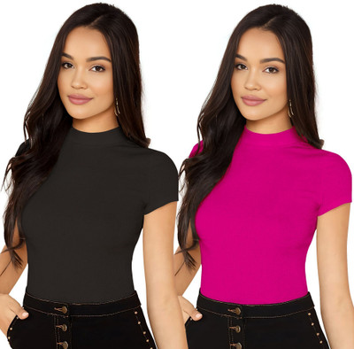 Dream Beauty Fashion Casual Self Design Women Black Top