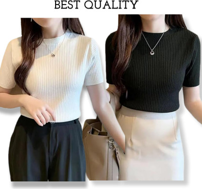 karan gupta Casual Striped Women Black, White Top