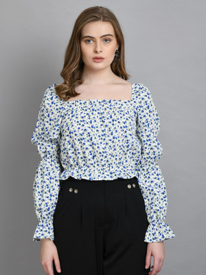 Azzurra Party Printed Women White Top