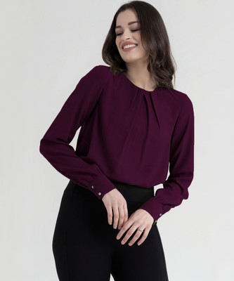 Mirana Casual Solid Women Maroon Top