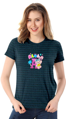 BHAVICREATION Casual Printed Women Dark Blue Top