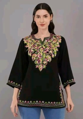 Naaz Clothing Casual Embroidered Women Black Top