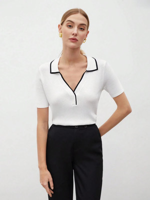 TANUHKFASHION Casual Solid Women White Top