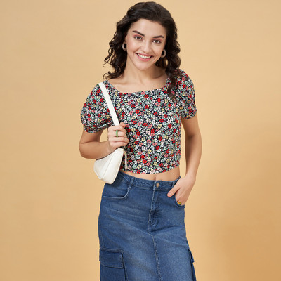 YU by Pantaloons Casual Printed Women Multicolor Top