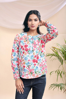 AARVI Party Floral Print Women Multicolor Top