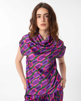 RAREISM Party Printed Women Purple Top