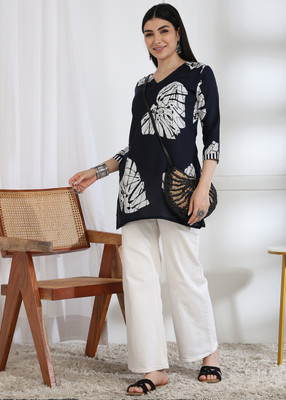 DSK STUDIO Women Printed Tunic Kurta(Blue)