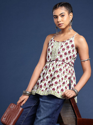 Taavi Casual Printed Women White Top