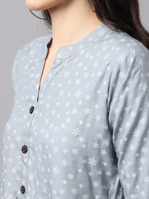 HANUMNTRA Casual Printed Women Grey Top