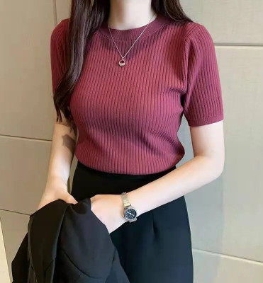 OFFHAND Casual Self Design Women Maroon Top