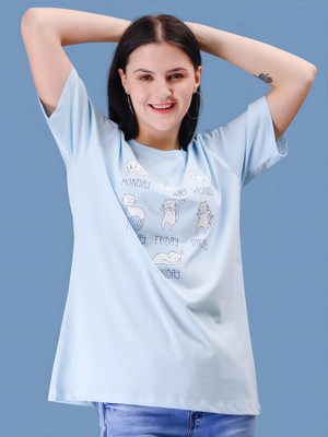 Club A9 Casual Printed Women Light Blue Top