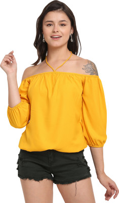 RolyPoly Party Solid Women Yellow Top