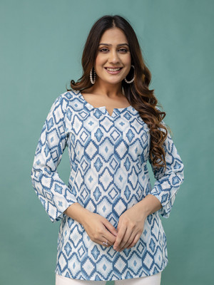 Feranoid Retail Casual Printed Women Blue Top