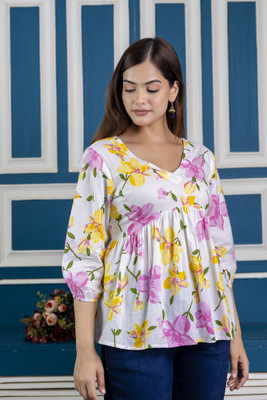 HouseOfCommon Party Floral Print Women Multicolor Top