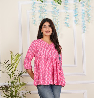 NAVKRITI JAIPUR Casual Floral Print Women Pink Top