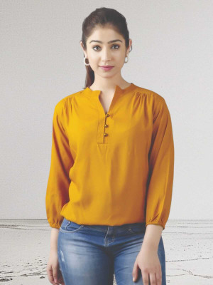 Himanc Enterprises Casual Solid Women Yellow Top