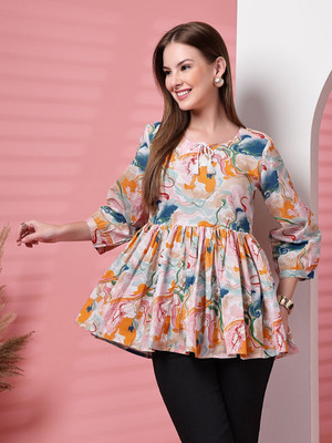 PRISTYLE Party Floral Print Women Multicolor Top