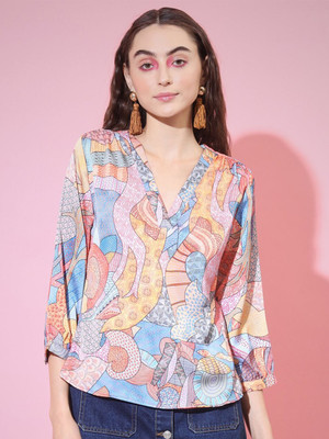 Dressberry Casual Printed Women Pink Top