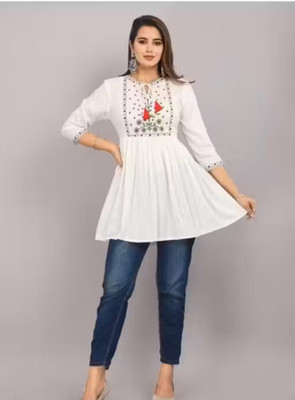 Bohra Enterprises Casual Ethnic Motifs Women White Top