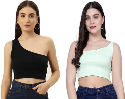 Mirana Casual Solid Women Black, Green Top