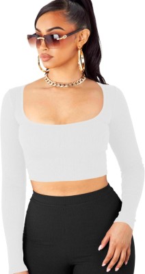THE BLAZZE Casual Solid Women White Top