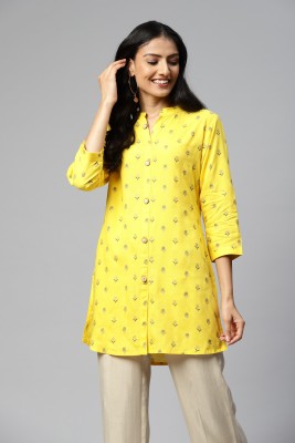 Highlight fashion export Casual Printed Women Yellow Top