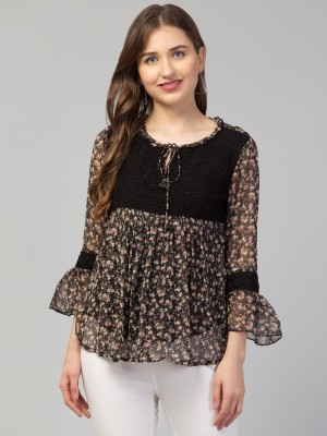 ritika enterprises Casual Printed Women Black Top